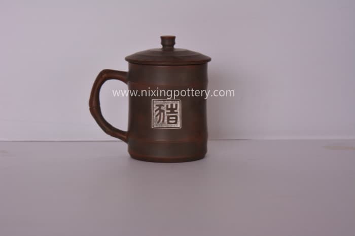Pig Hand Engraving Tea Mug Nixing Purple Clay Tea Cup Cerami